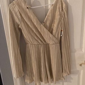 Gold long sleeve romper